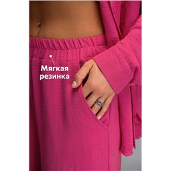 Женский летний костюм оверсайз из ткани-жатка Happyfox