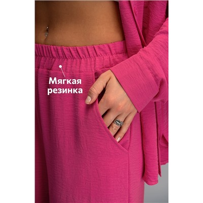 Женский летний костюм оверсайз из ткани-жатка Happyfox