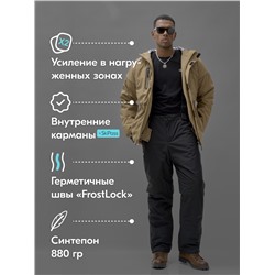 Горнолыжный костюм мужской зимний бежевого цвета 383B