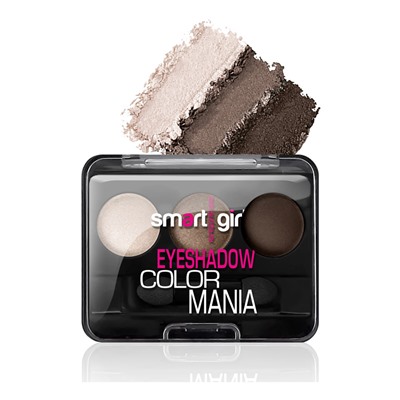 Smart Girl Тени для век 3-х цветные COLOR MANIA тон 034 кремовый серый