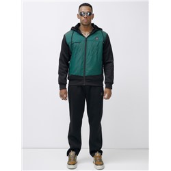 Спортивный костюм мужской зимний с начесом зеленого цвета 7336Z