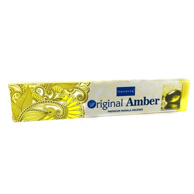 ORIGINAL AMBER Premium Masala Incense, Nandita (ОРИДЖИНАЛ АМБЕР премиум благовония палочки, Нандита), 15 г.