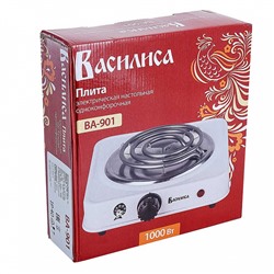 Плита электрическая 1000 Вт настольная 1-конфорочная ВАСИЛИСА ВА-901 белая