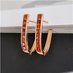 Серьги дорожки из камней, ювелирная бижутерия коллекция "Дубай", покрытие: позолота, цвет камней: красный, арт. 214.212