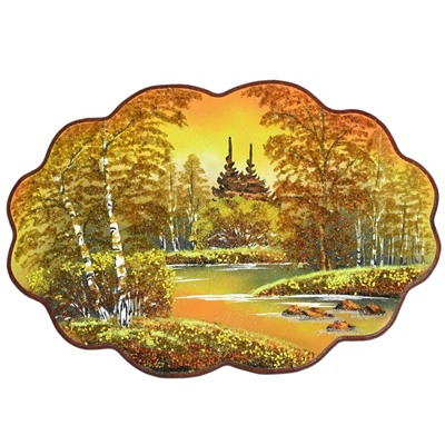 Картина с рисунком из камня, осеннее утро "облачко" 46*31,5см, 700г