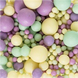 Посыпка микс из рисового драже в глазури матовая "Желтая/изумрудная/сиреневая", 50 г