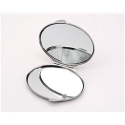 Зеркальце складное с камнем мусковит, овальное, серебристое