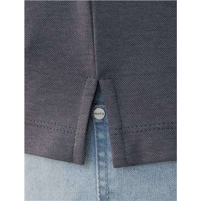 Футболка поло с воротником на пуговицах из полотна пике с меланжевым плетением с эластаном