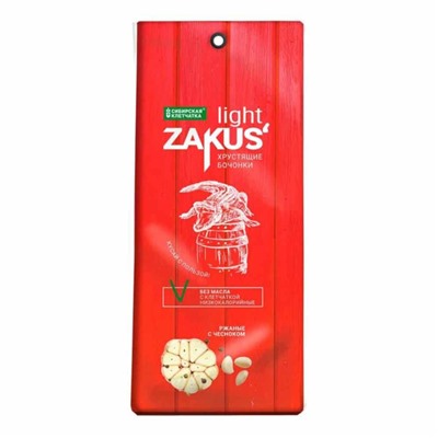 Сибирская клетчатка. Хрустящие бочонки "ZAKUS" ржаные с чесноком, 80г 0436