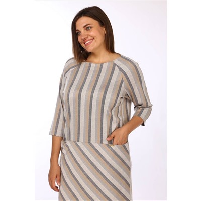 Lady Style Classic 766/10 серый_с_горчичным_"Полоска", Платье