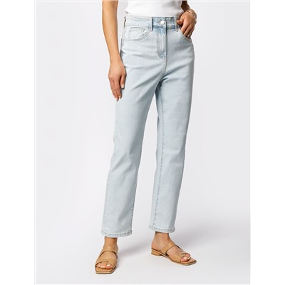 Укороченные джинсы из эластичного денима