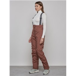 Полукомбинезон с высокой посадкой женский зимний коричневого цвета 7399K