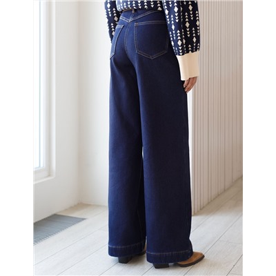 Джинсы-трубы из эластичного денима на флисе