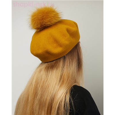 Берет фетр флис Помпон 11 Берет женский флис (56-58)