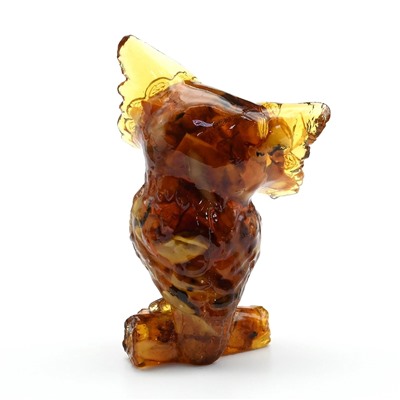 Фигурка сувенир с янтарем Филин большой 70*40*103мм, 97г