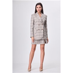 Anelli 1141 бежевый_клетка, Юбка,  Жакет