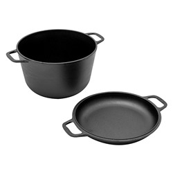 Кастрюля чугунная с крышкой-сковородой чугунной, 4 л, 22 см 1304-4 ТМ ГАРДАРИКА