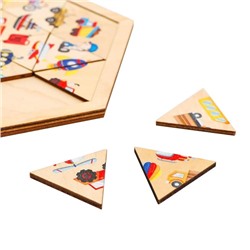 Пазл деревянный «Транспорт» шестигранник