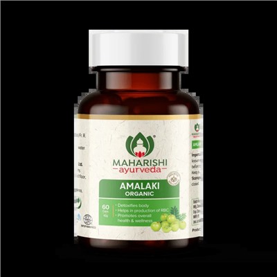 AMALAKI Made with Organic capsule, Maharishi Ayurveda (АМАЛАКИ, для иммунитета и детоксикации, Махариши Аюрведа), 60 капс.