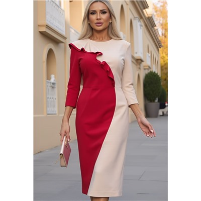 Платье Эванесса (красно-бежевое) П12743-35М