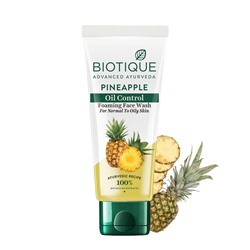 PINEAPPLE Oil Control Foaming Face Wash, Biotique (АНАНАС Гель для умывания, для нормальной и жирной кожи, Биотик), 100 мл. - СРОК ГОДНОСТИ ДО 30 ИЮНЯ 2025 ГОДА