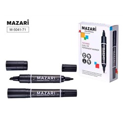 Маркер  черный  Mazari Technic 2-хстор. перм. пулевидный/клиновид 2мм/6мм (вып. по 2шт.)  М-5041-71