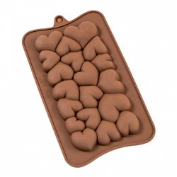 Форма силиконовая для шоколада "Объёмные сердца" 19*10см