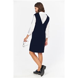 Сарафан вязаный теплый мини синий меланж