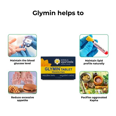 GLYMIN Tablet, Kerala Ayurveda (ГЛИМИН, для поддержания баланса сахара в крови, Керала Аюрведа), 100 таб.