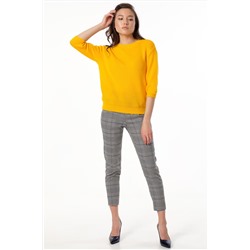 Джемпер вязаный летний короткий без воротника желтый