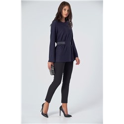 Джемпер трикотажный удлиненный приталенный темно-синий