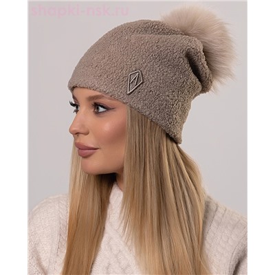 020/1 А шеврон помпон мех трикотаж барашек Колпак женский флис