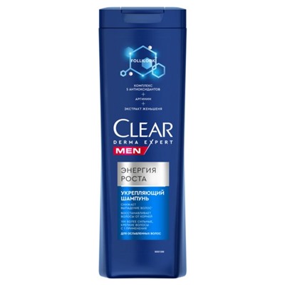 CLEAR Шампунь п/перхоти муж. 380ml Men  Энергия роста укрепляющий