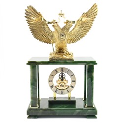 Каминные часы из нефрита "Двуглавый Орел" 305*155*490мм.
