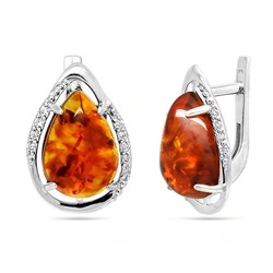 Серьги из серебра янтарь, СП75