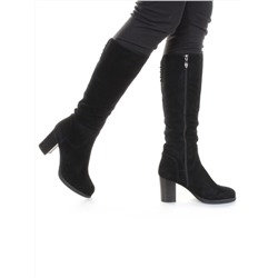 M19-650 BLACK Сапоги женские (натуральная замша, натуральный мех (полностью)) размер 38