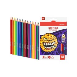 Карандаши цветные 18 цв. Зомби еда пластик к/к Проф-Пресс КЦ-2550