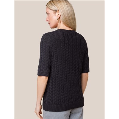 Джемпер фактурной вязки из хлопка с кашемиром