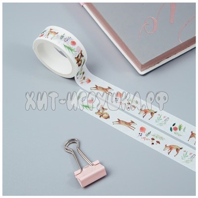 Клейкая лента декоративная 1,5см*3м "Cute deer" MESHU MS_36875, MS_36875