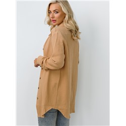 Женская муслиновая удлиненная рубашка бежевая