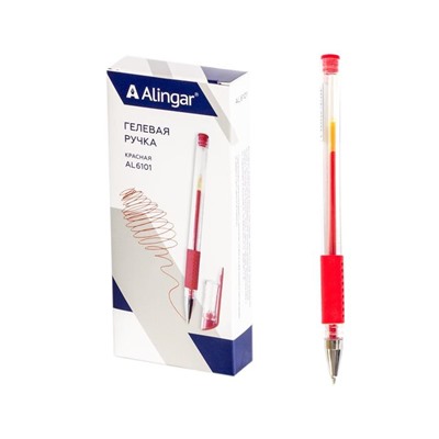 Авторучка гел. красн. Alingar игольчатая прозр.корпус (выпис.по 2шт.) AL6101
