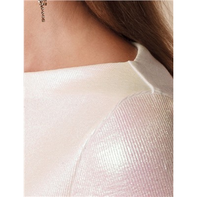 Футболка облегающая из хлопка в рубчик с вырезом лодочка с матовым покрытием металлик