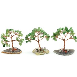 Дерево счастья на срезе агата с нефритом 55*35*80мм