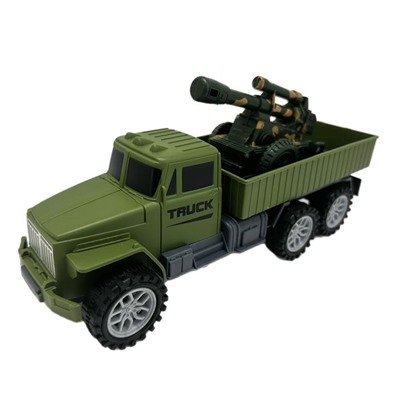Грузовик Военный (инерцион.) бортовой + пушка 26*13см / пакет 505А