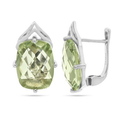 Серьги из серебра зеленый аметист, Плазма