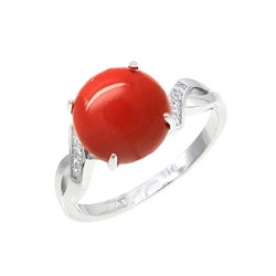 Кольцо из серебра коралл, МЦВ57