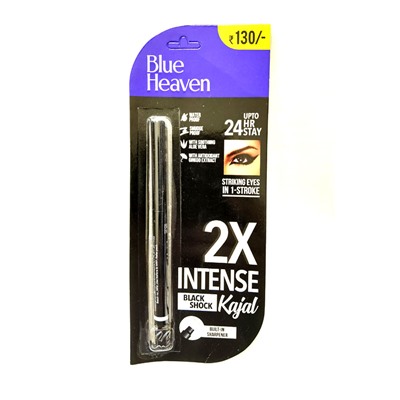 Soft Kajal 2X INTENSE, Black Shock KAJAL, Blue Heaven (Мягкий КАДЖАЛ в карандаше, подводка для глаз, с точилкой, ЭКСТРА ЧЕРНЫЙ, Блю Хэвен), 0,35 г.