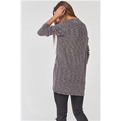 Туника трикотажная теплая с запахом темно-синяя