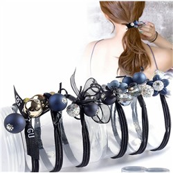 SALE! Набор резинок для волос в баночке 6 шт. Цвет Темно-синий.