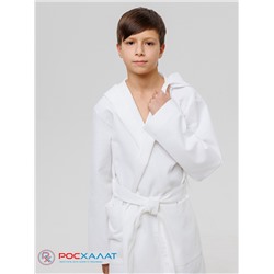 Подростковый вафельный халат с капюшоном белый В-18 (9)